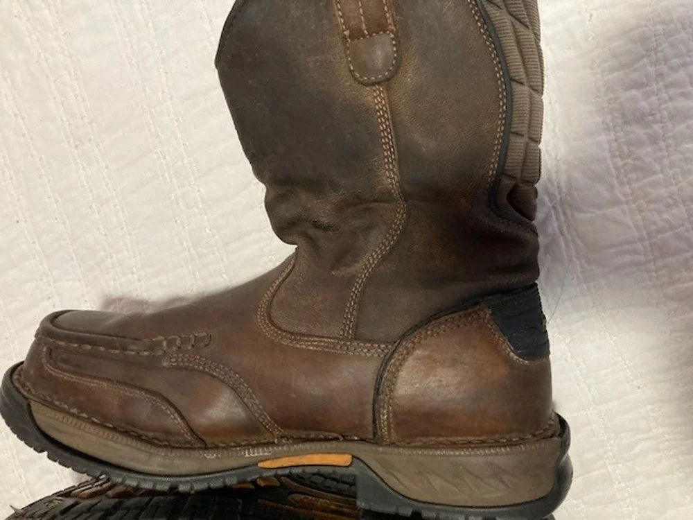Georgia Boot Mens 11 Brown Leather Pull On Steel Toe Moc Toe Work Boots Wellies
